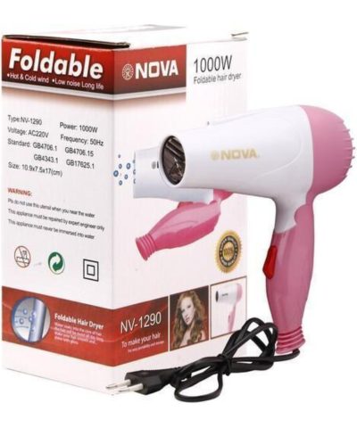 Nova NV-1290 Foldable Hair Dryer | 1000W Hot Air Styling & Quick Drying Machine
