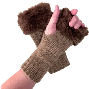Women’s Faux Fur Fingerless Knitted Gloves | Warm Winter Hand Wrist Warmers | Soft, Stylish & Comfortable