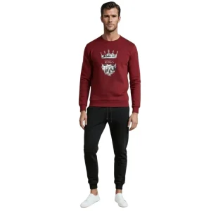 KING Printed Maroon Tracksuit Sweatshirt & Trouser | Warm & Comfortable Winter Wear