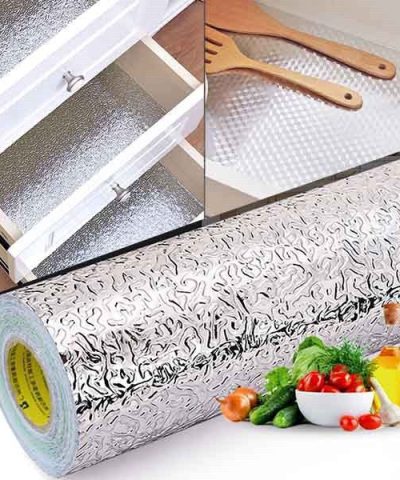 Silver Foil | Marble Sheet Sticker 40x200cm | Waterproof Self-Adhesive PVC Wallpaper for Furniture Walls