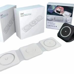 3-in-1 Foldable Magnetic Wireless Charger 15W Charging Station for iPhone Apple Watch and AirPods