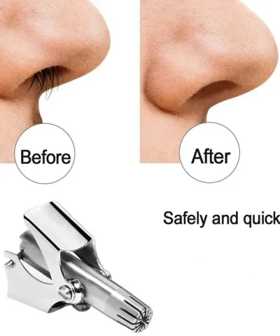Manual Stainless Steel Nose & Ear Hair Trimmer – Painless, Battery-Free Precision Grooming Tool with Cleaning Brush
