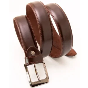 Dark Brown Pure Leather Belt | Premium Formal Wear Belt with Rugged Leather Interior & Elegant Metal Buckle