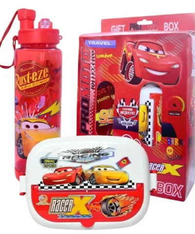 2-in-1 Kids Lunch Box & Water Bottle Set | School Combo Gift Pack with Bottle & Lunch Box | Multiple Cartoon Characters