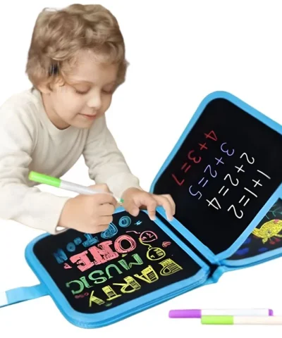 Erasable Doodle Drawing Book for Kids | Reusable Waterproof Activity Book with 3 Pens & 3 Wipes | Random Designs