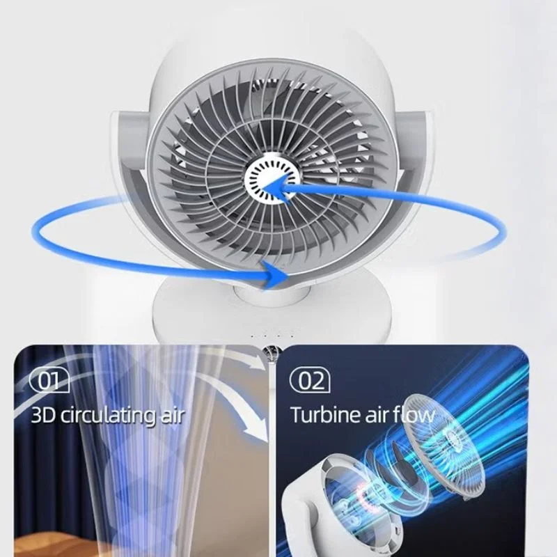 Oscillating Desktop Circulating Fan FT-905 | Rechargeable Mini Table Fan with LED Display & 3 Speeds - Image 2