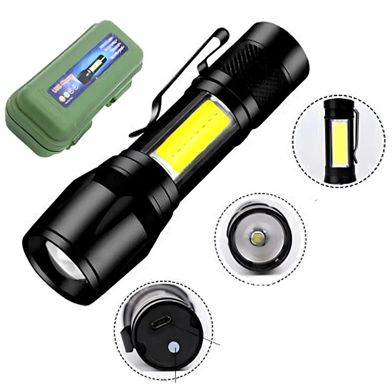 Metal COB Flashlight Torch | Mini Rechargeable LED Work Light & Waterproof Emergency Penlight - Image 2