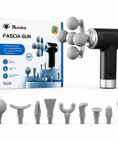 Five Head Massage Gun  | Rechargeable Deep Tissue Muscle Massager | 9 Massage Heads | 6 Speed Levels | Model  BLD-780 | Random color