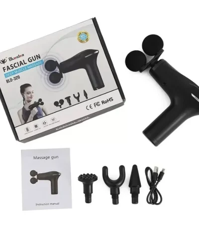 Fascial Tissue Massage Gun | Model BLD-329 | Rechargeable Massage Gun | LCD Display | 4 Massage Heads for Muscle Recovery & Pain Relief