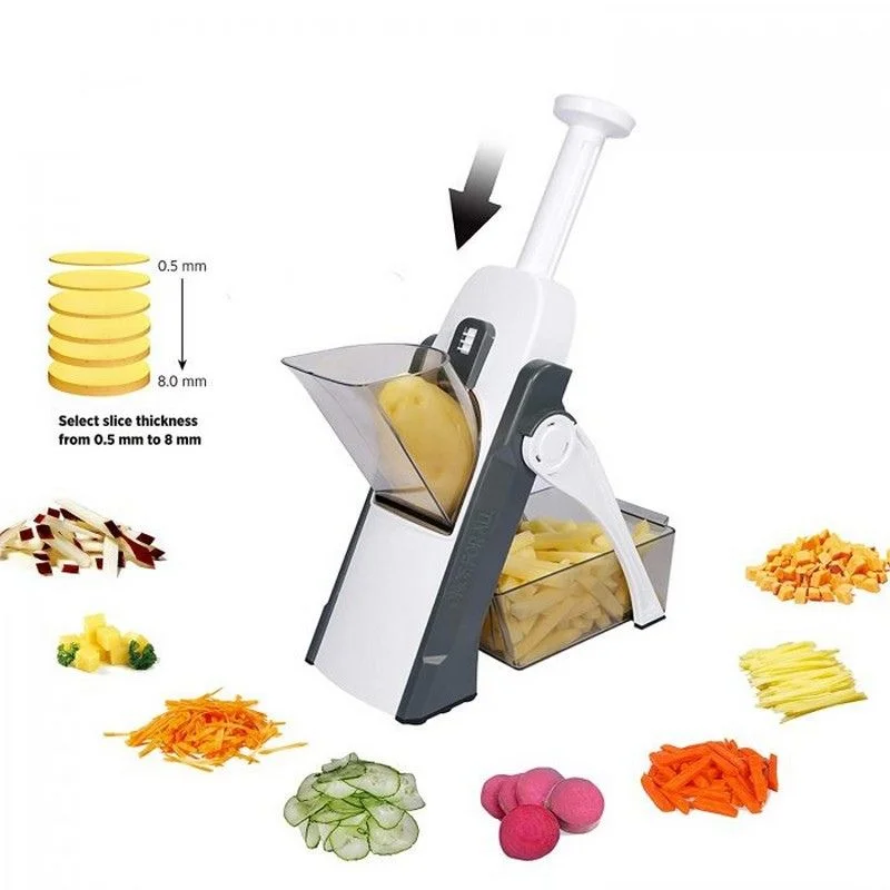 Brava Spring Vegetable Slicer Chopper | Manual Mandoline Cutter / Grinder | Multi-Function Fruit & Vegetable Slicer - Image 8
