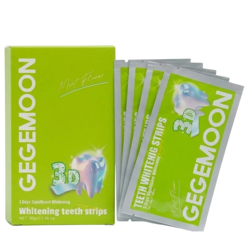 Gegemoon 3D Teeth Whitening Strips | Professional 7-Day Whitening Kit | Enamel Safe Whitening Strips | Deep Stain Removal | Mint Flavor | 7 Pairs - Image 2