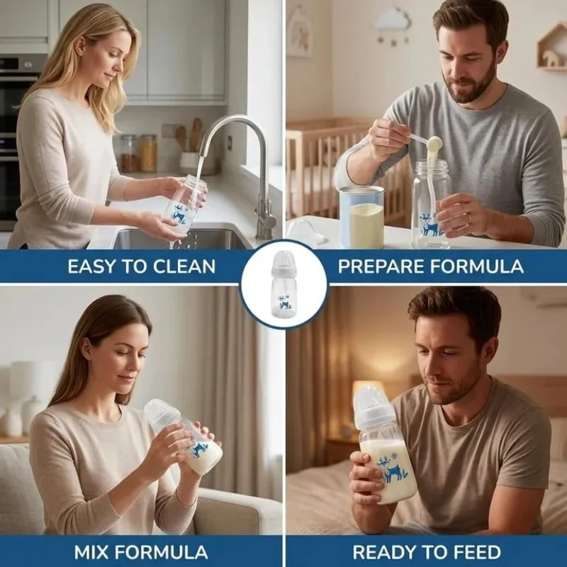 Hands-Free Baby Feeding Bottle | BPA-Free Anti-Colic Baby Feeder with Silicone Straw | Leak-Proof Standard Neck Bottle |240ML - Image 4