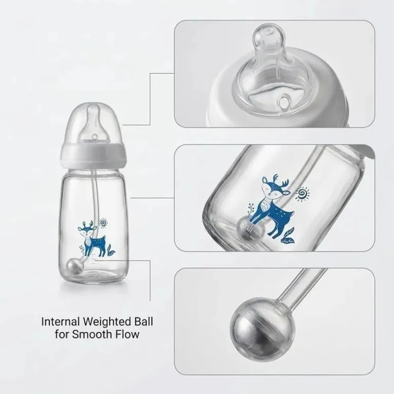 Hands-Free Baby Feeding Bottle | BPA-Free Anti-Colic Baby Feeder with Silicone Straw | Leak-Proof Standard Neck Bottle |240ML - Image 3