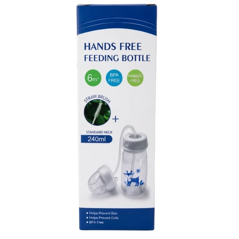Hands-Free Baby Feeding Bottle | BPA-Free Anti-Colic Baby Feeder with Silicone Straw | Leak-Proof Standard Neck Bottle |240ML - Image 2