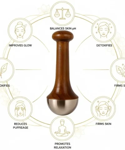 Kansa Wand Face & Foot Massager | Ayurvedic Bronze Massage Tool with Wooden Handle | For Face, Neck, Head & Body