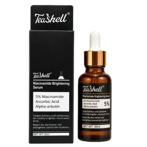 Teashell 5% Niacinamide Brightening Serum | Alpha Arbutin & Ascorbyl Acid | Dark Spot & Acne Mark Care | For All Skin Types | 30ml